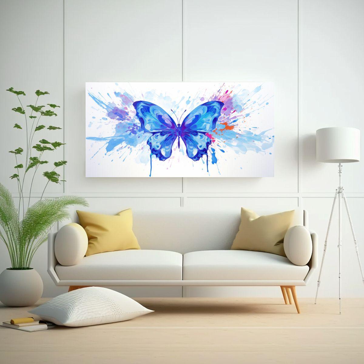 Pintura Lienzo Mariposa Tonos Lila Neo Pop Art 60x30cm-2