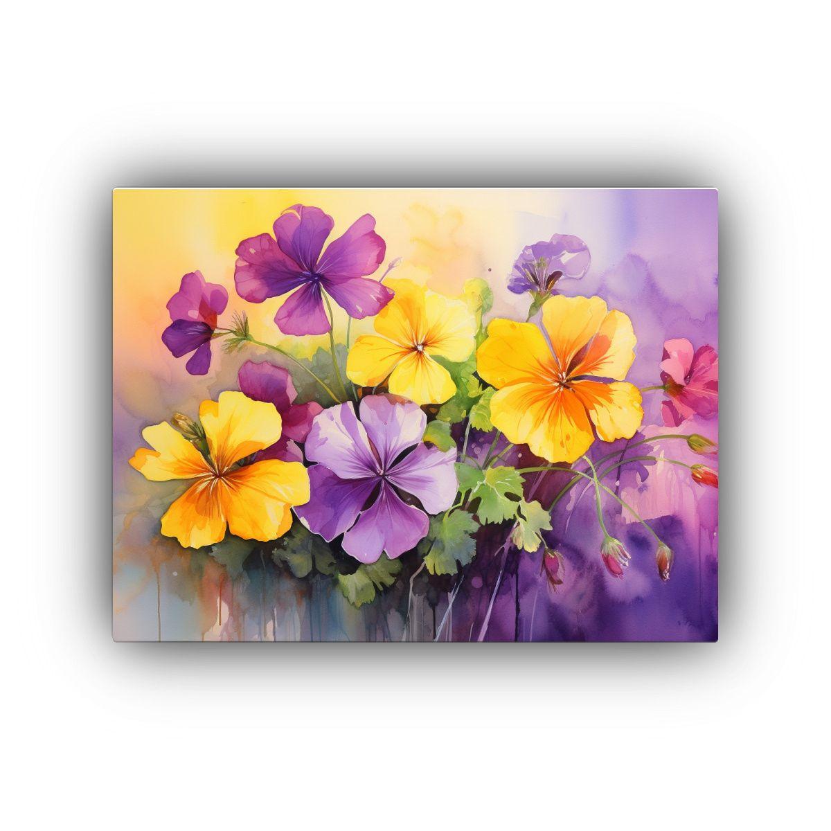 Cuadros Abstractos De Flores Geranio Amarillo Y 65x50 Cm-0