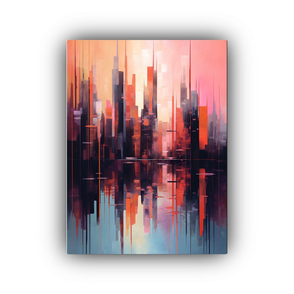 Pintura Abstracta Minimalista De Torres Altas 40x60cm-0