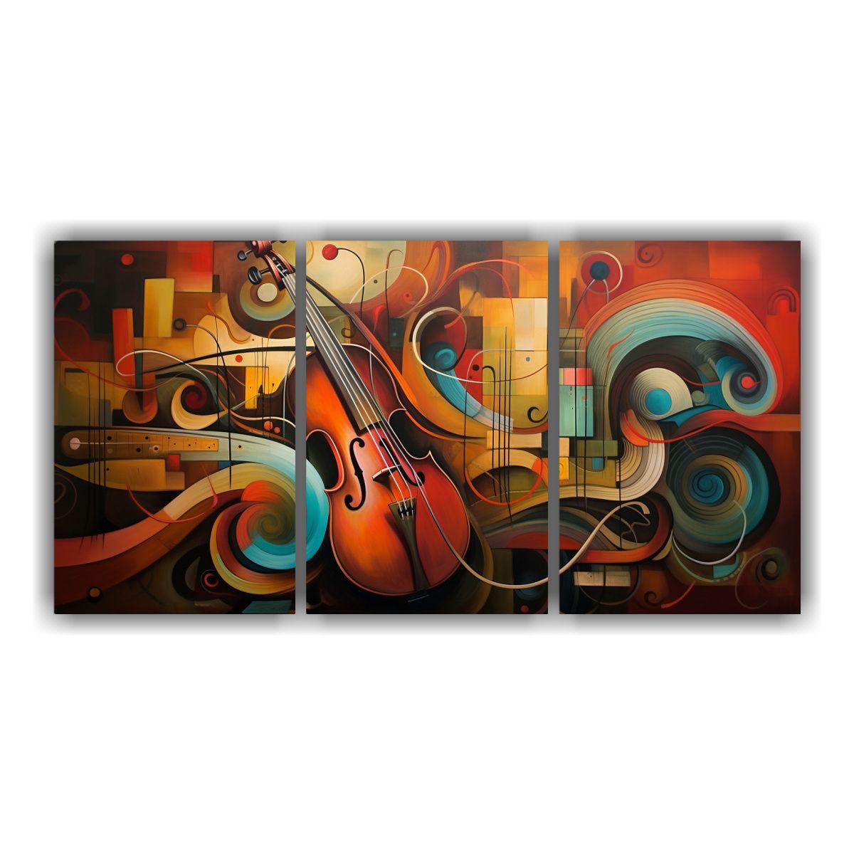 Set 3 Lienzos Cuadro Ambiente Fusión Abstracta 60x30 Cm-0