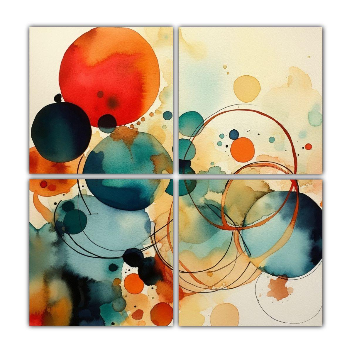 Pinturas Abstractas Modernas En Acuarela Para 100x100 Cm-0