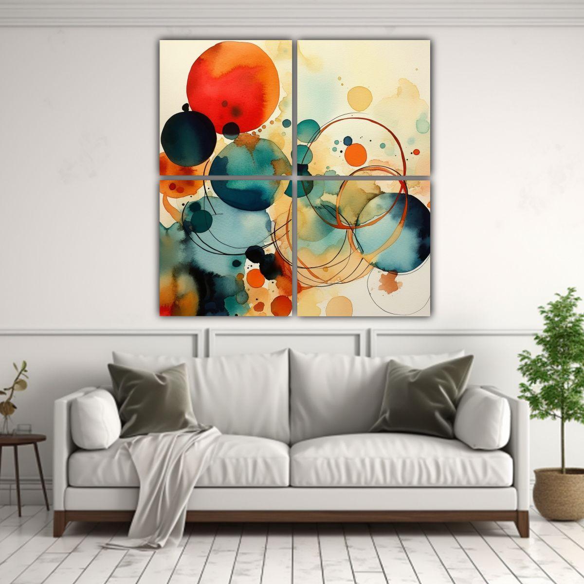 Pinturas Abstractas Modernas En Acuarela Para 100x100 Cm-2