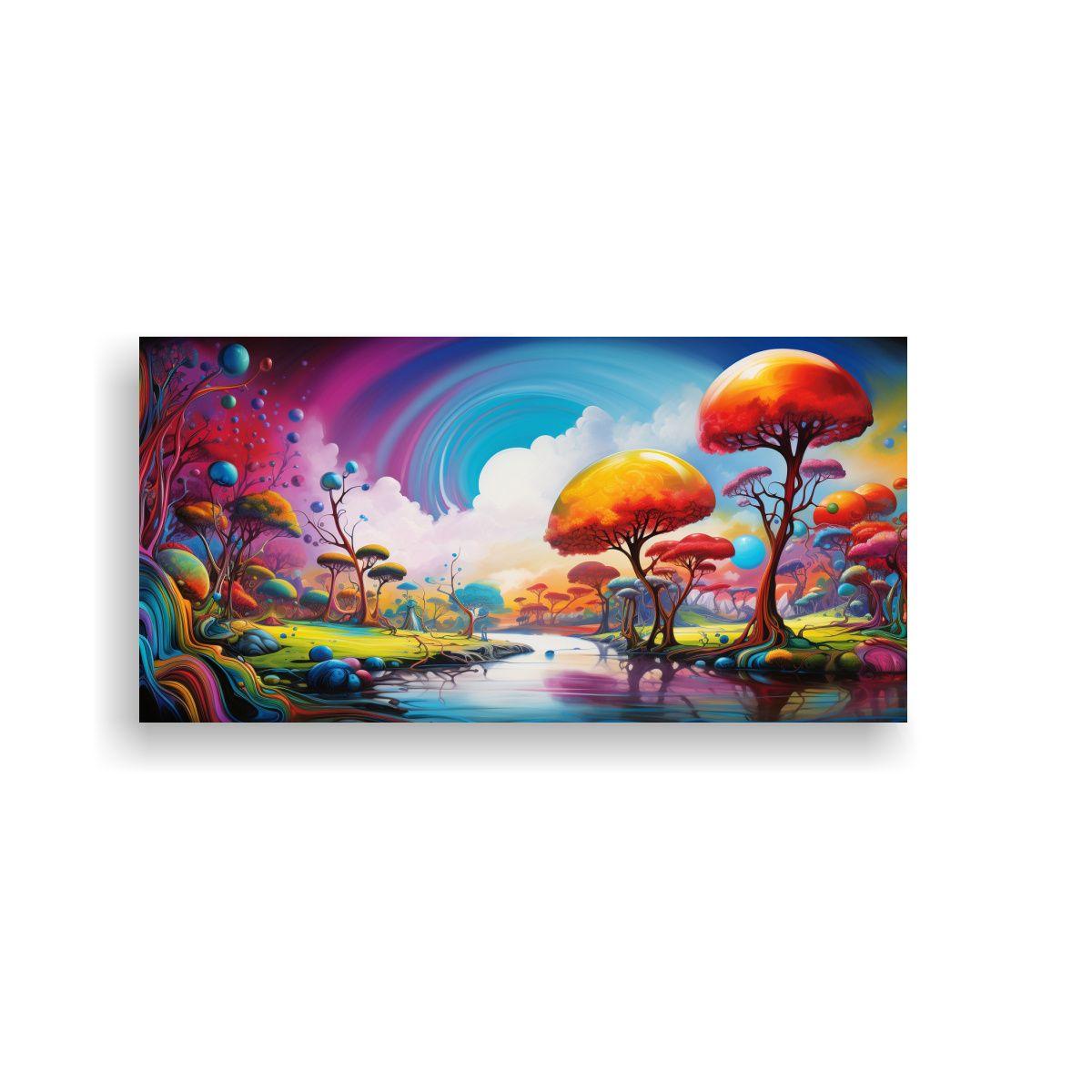 Cuadro Vintage Floral Surreal Abstracto Vibrante 140x70cm-0