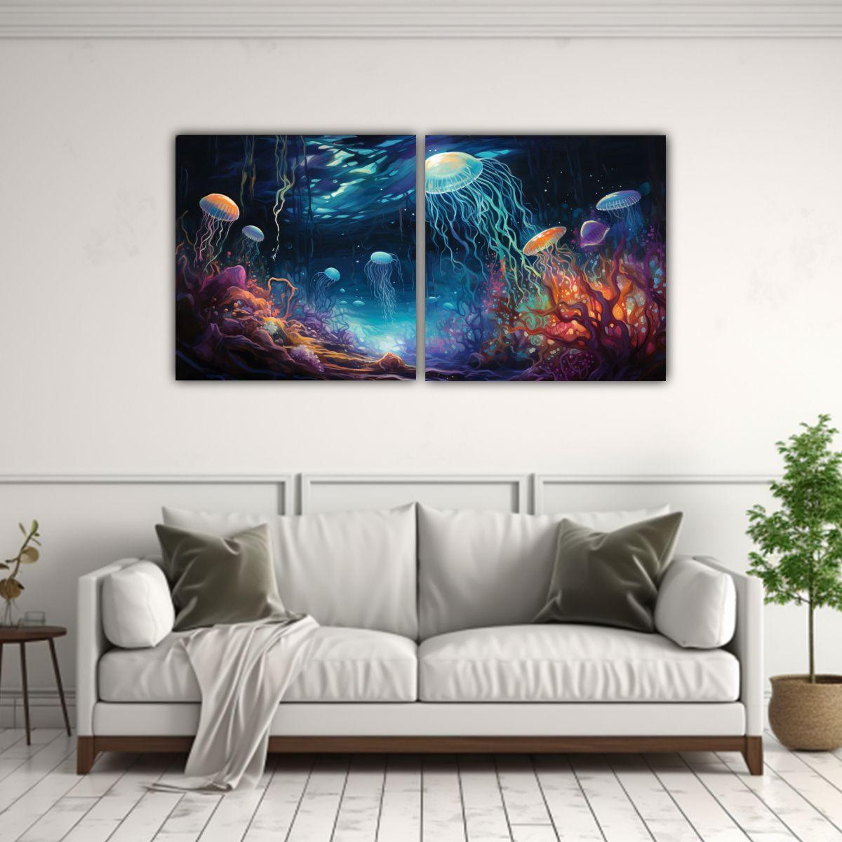 Set 2 Cuadros Decorativos De Cuadro Moderna 140x70 Cm-2