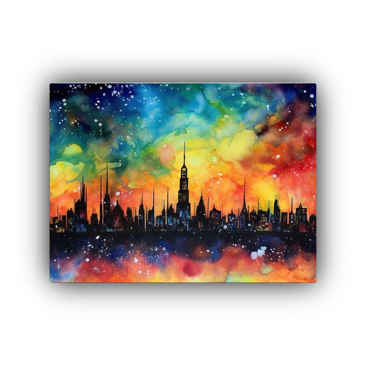 Pintura Decorativa Original: Ciudad Fantástica 50x40cm-0