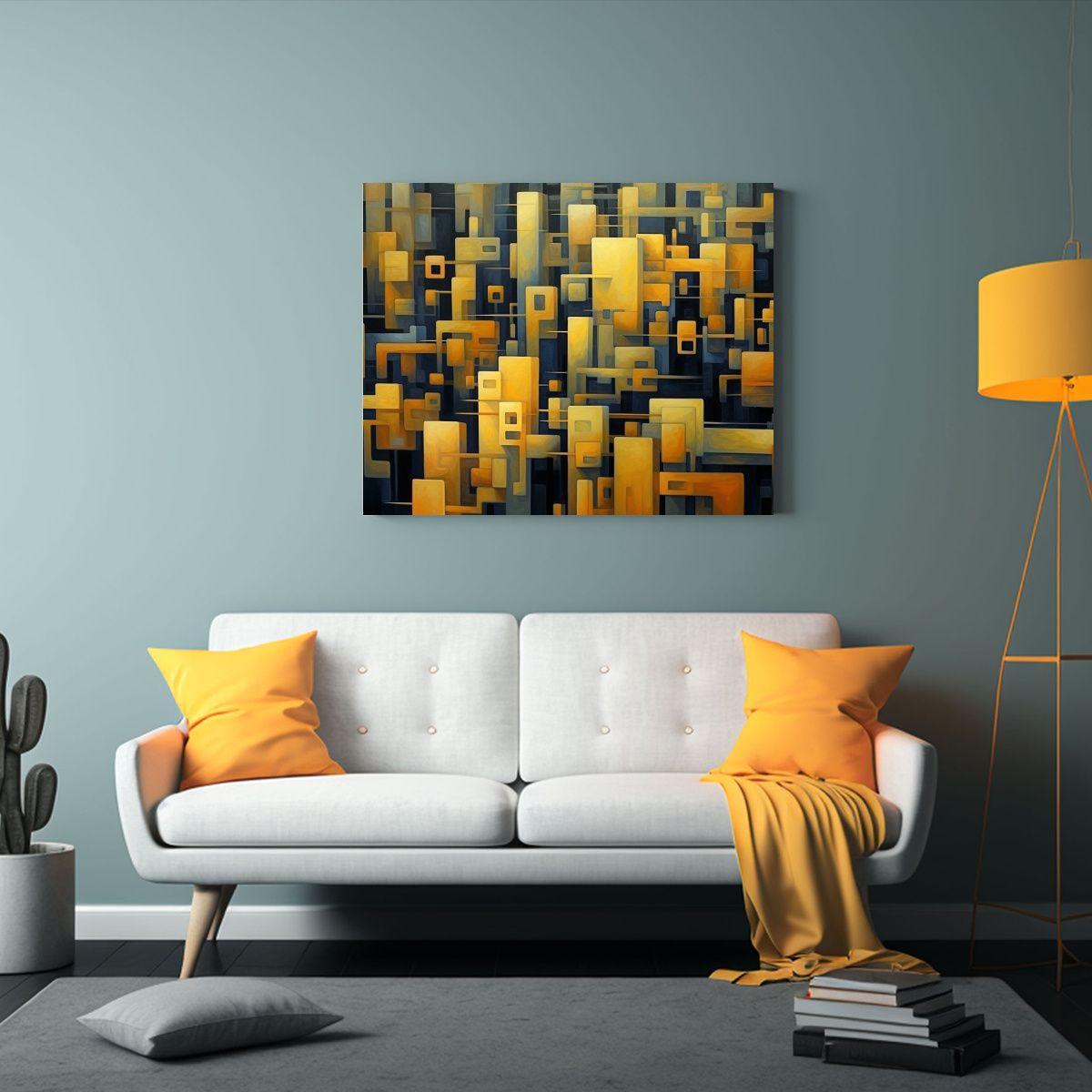 Pinturas Decorativas: Elegantes Curvas Y ángulos 30x20cm-2