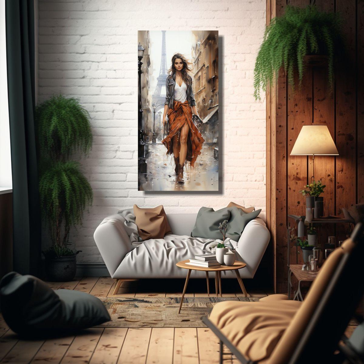 Cuadro Decorativo De Joven Pareja Caminando 80x160cm-2