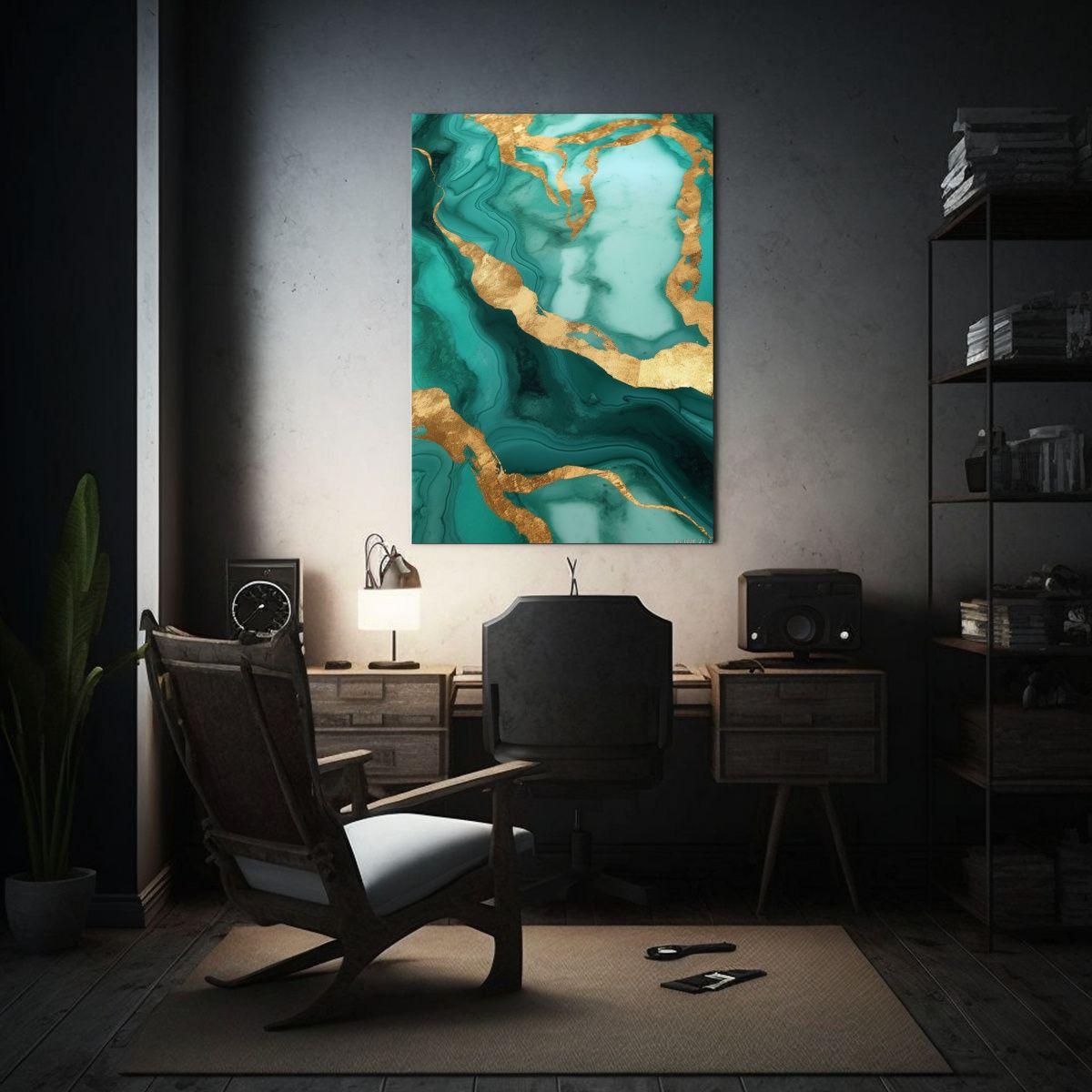 Pintura Mural Movimiento Intenso Mármol Dorado 20x30cm-2