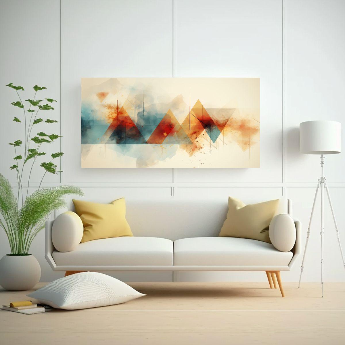 Cuadro Abstracto Con Paleta De Colores Tríadicos 40x20cm-2