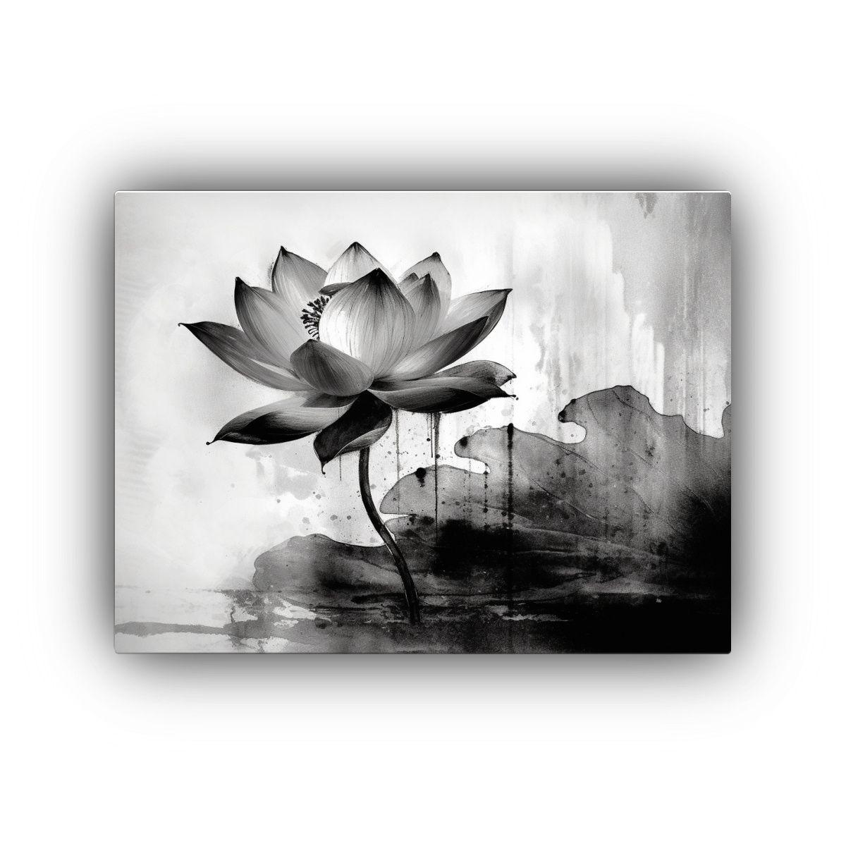 Pintura Composición Mural Efecto Tinta De Loto 120x80cm-0