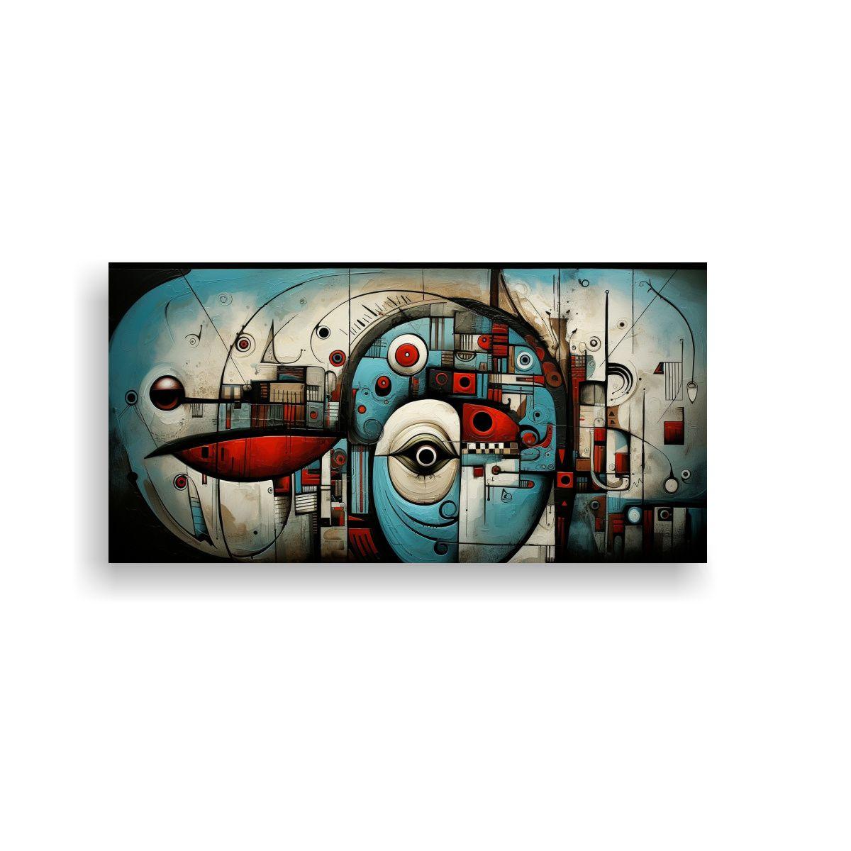 Cuadros Abstractos Caras En Bastidor Horizontal, 40x20cm-0