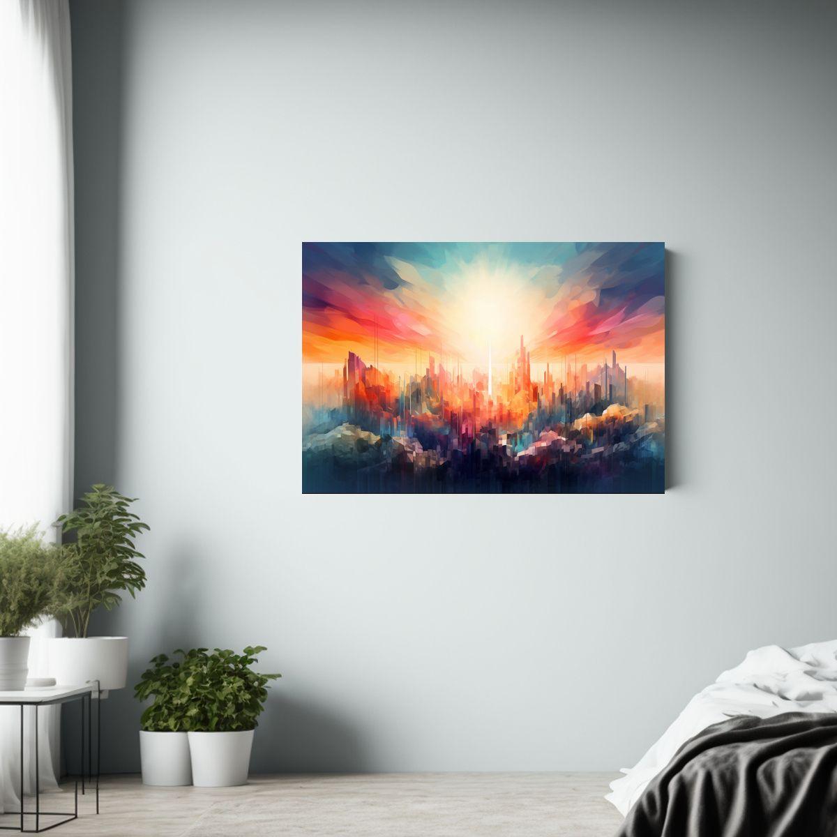 Lienzo Tela Abstracta Geométrica Paisaje Clásico Para Deco 45x30cm-2