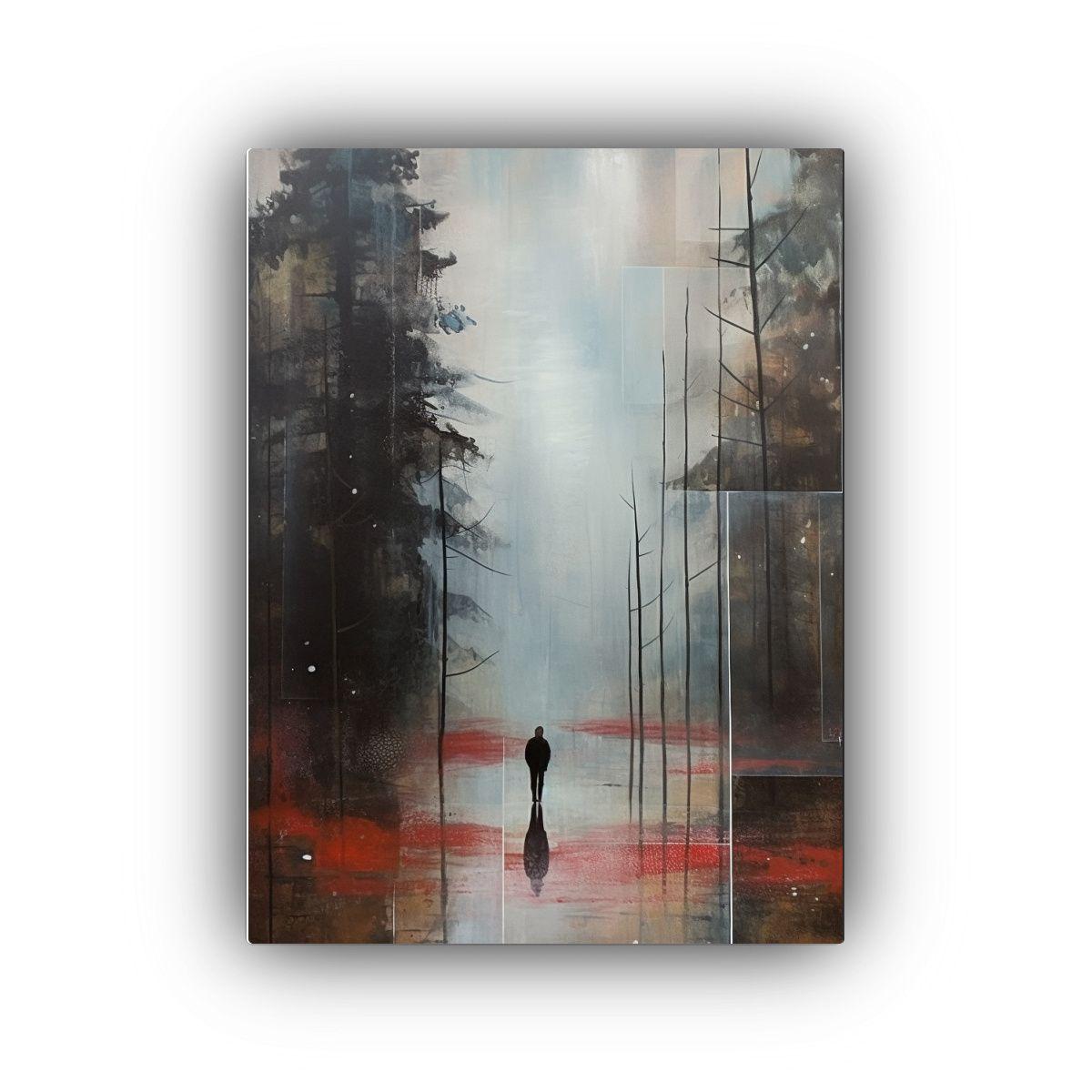 Pintura Abstracta De Persona En La Niebla 30x45cm-0