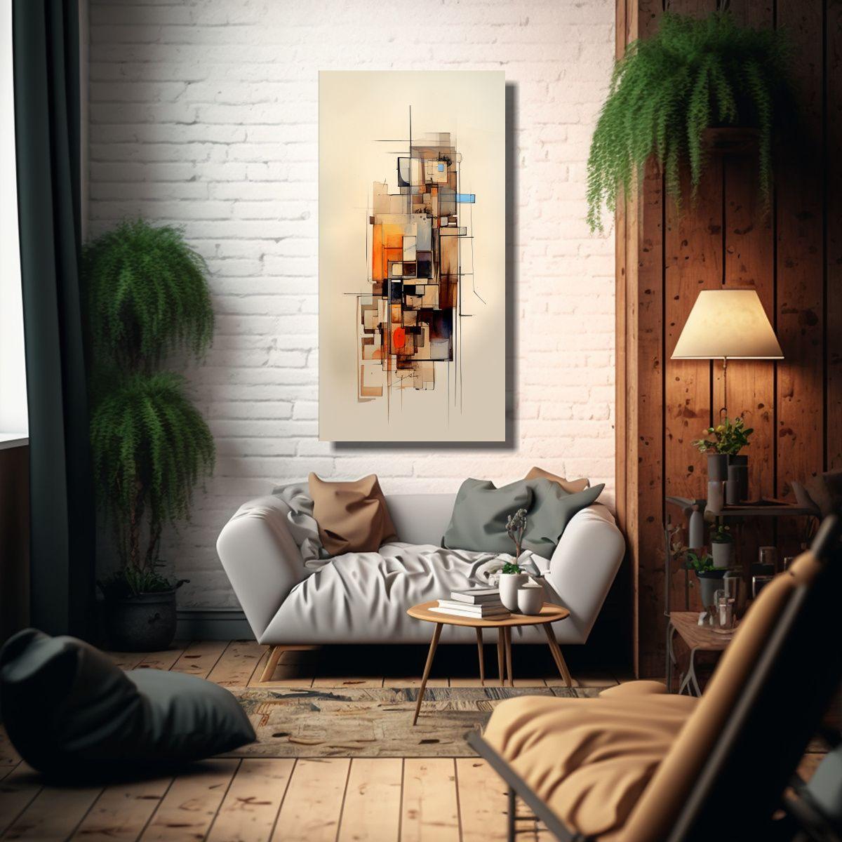 Pintura En Bastidor Impresa Surrealista Abstracta 70x140cm-2