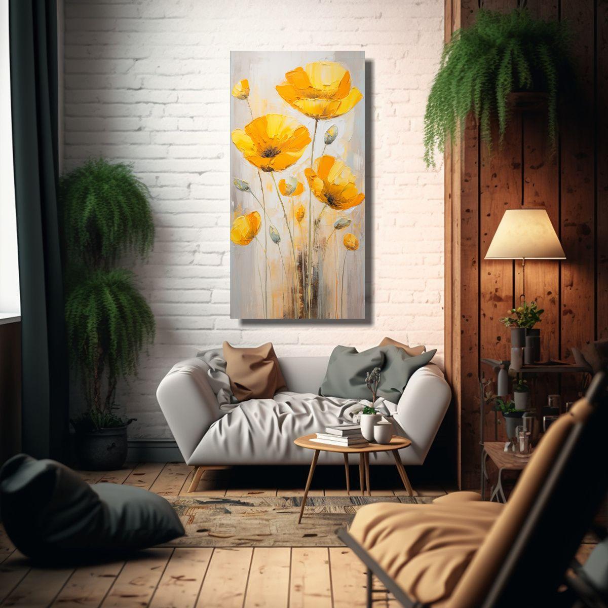 Cuadro Inspiración Culturar Amapolas Amarillas 40x80cm-2