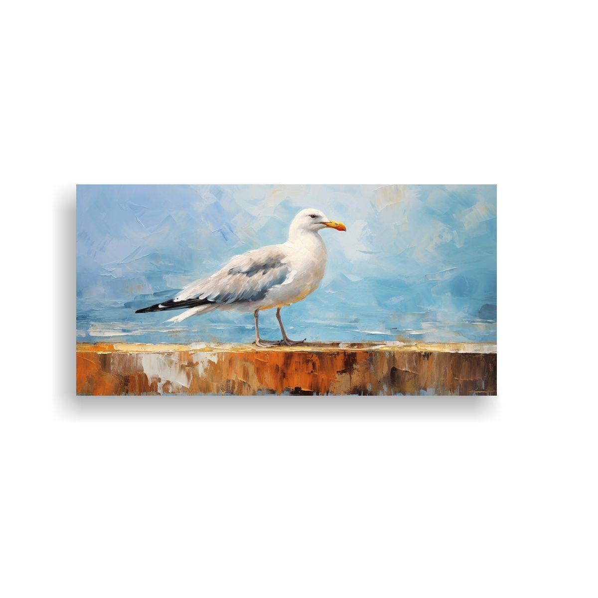 Pintura Al Estilo óleo De Una Gaviota Con Especta 80x40cm-0