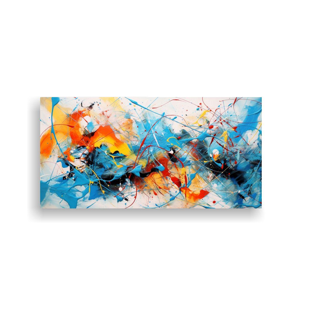 Cuadro Abstracto Estilo Jackson Pollock En Tonos 80x40cm-0