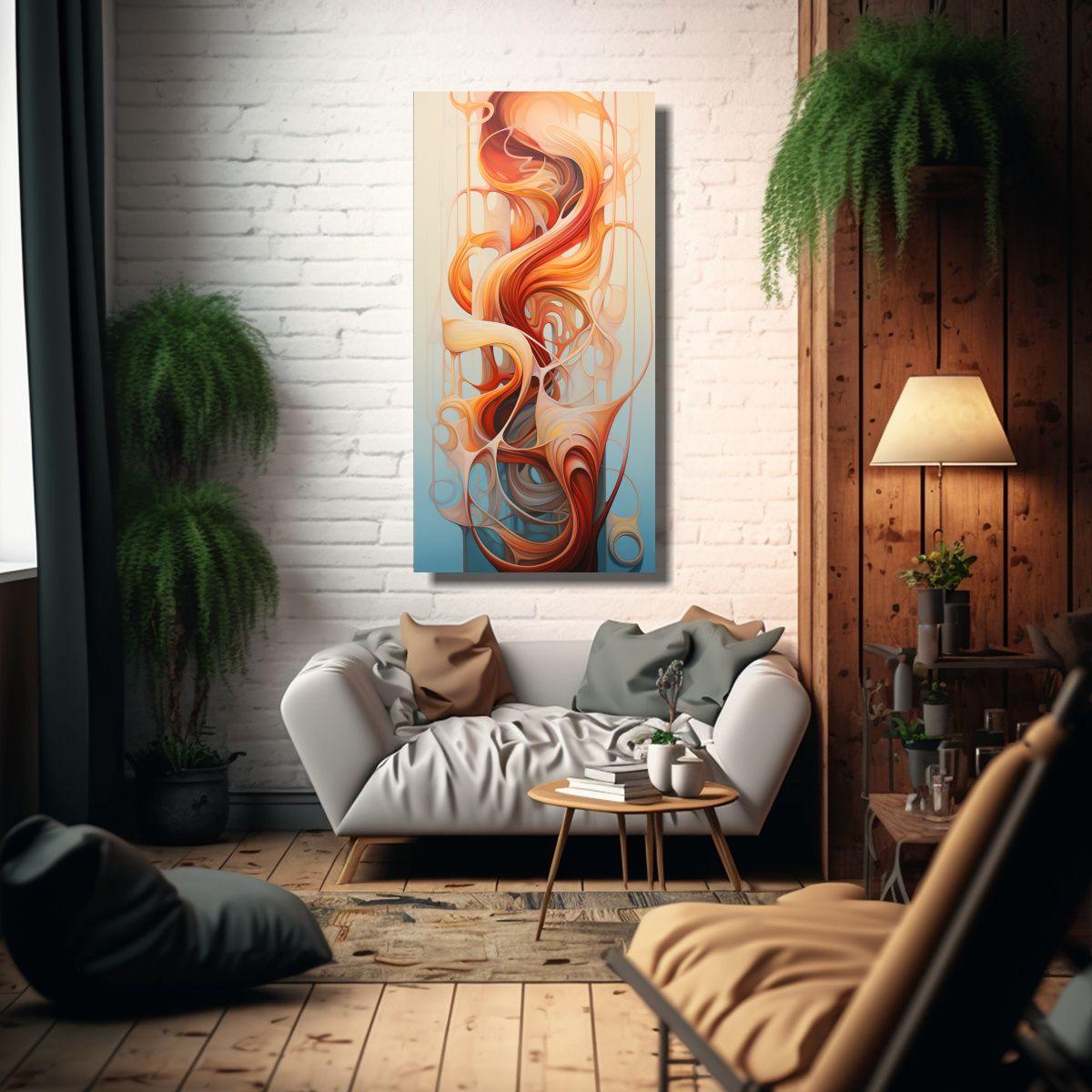 Cuadro Abstracto Conexiones Intenso Y Líneas 50x100cm-2