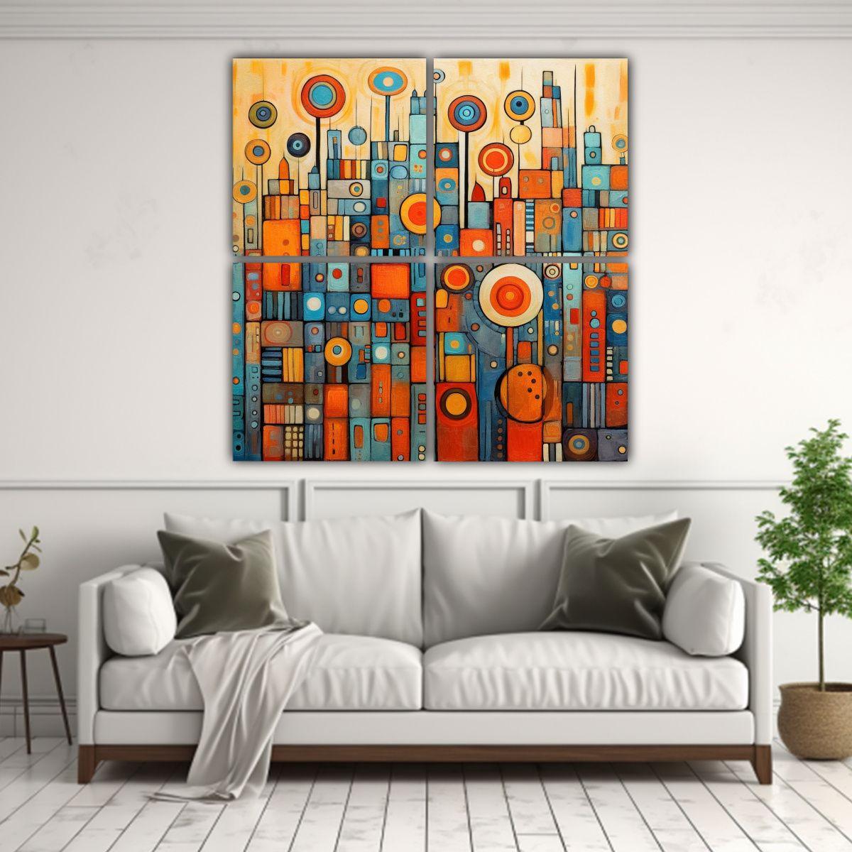 Cuadro Decorativo Profundidad Estilo Hundertwasser 180x180 Cm-2