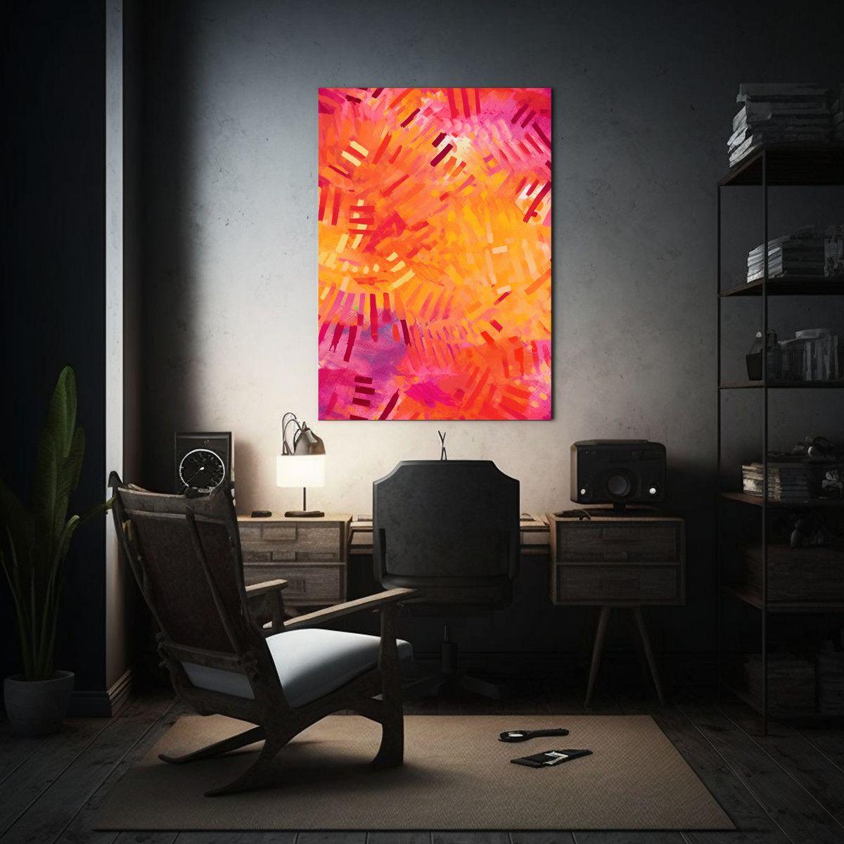 Cuadro Abstracto Con Patrón Circular En La Decoración De P 50x75cm-2