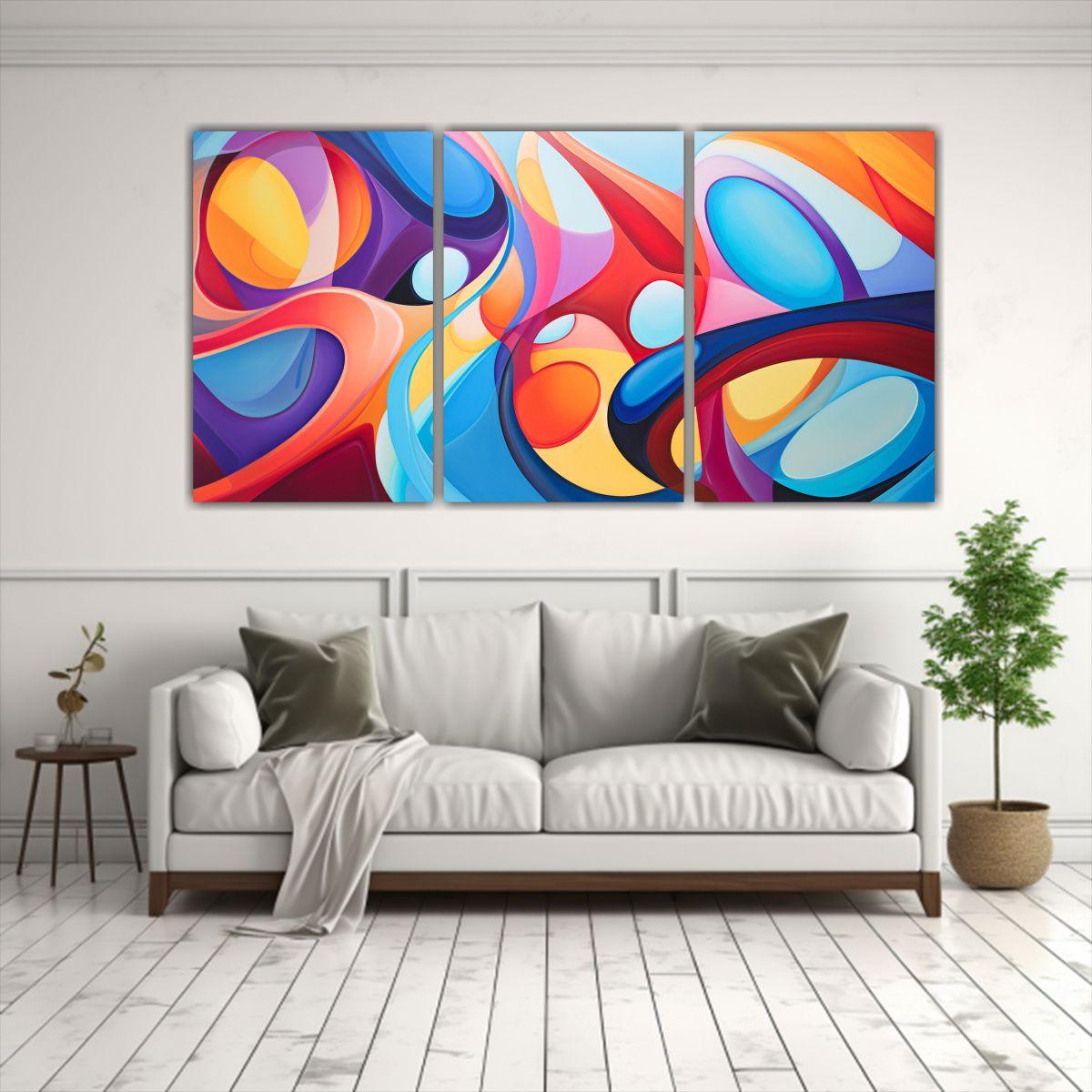 Cuadros Impresos De Expresividad En Colores 90x45 Cm-2