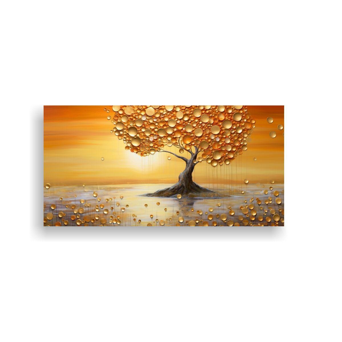 Cuadro Expresión Único Árbol Monedas Naranjas 80x40cm-0