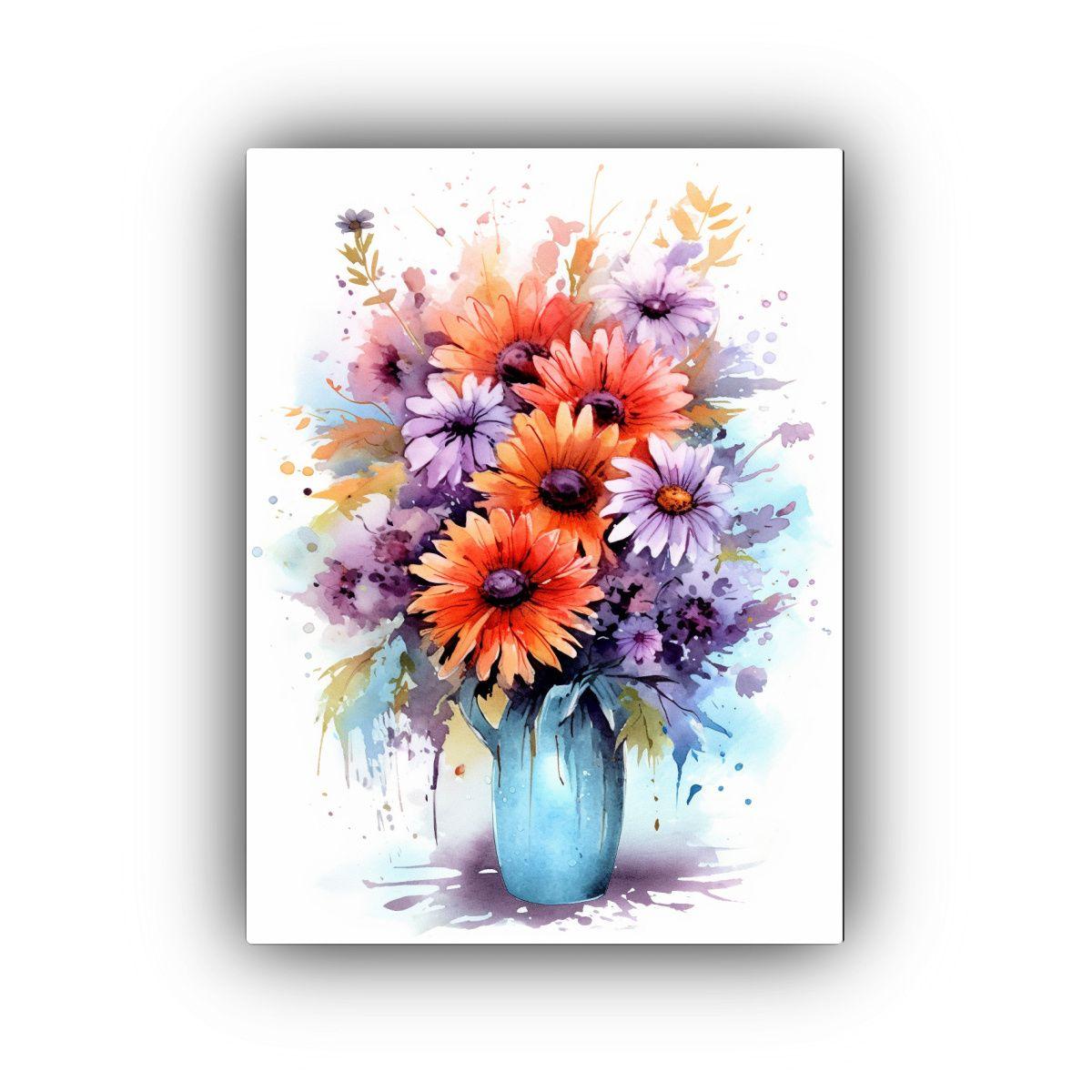 Cuadro Acuarela Ramo Vertical Girasoles Rojos Y 40x50cm-0