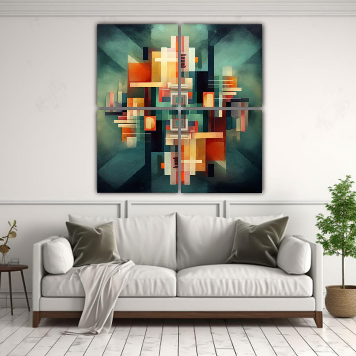 Cuadros Abstractos Geométricos De Inspiración 140x140 Cm-2