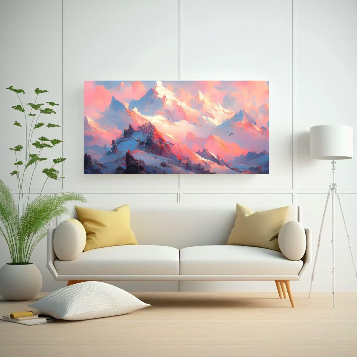 Cuadro Abstracto Rosa En Comedor Espectacular 140x70cm-2