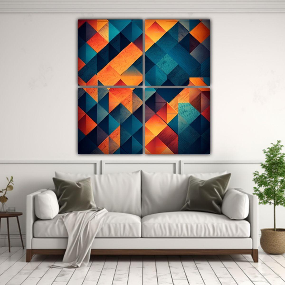 4 Lienzos Vanguardia Temática Diseño 160x160 Cm-2