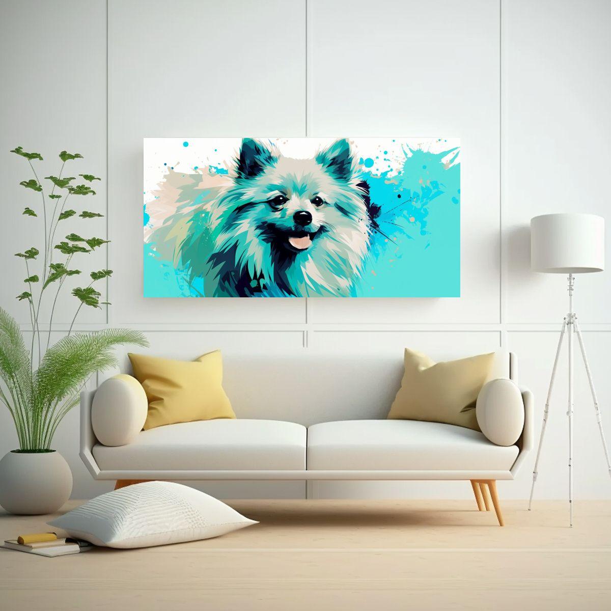 Expresividad A Spitz En Turquesa, Neo Pop Art. 60x30cm-2