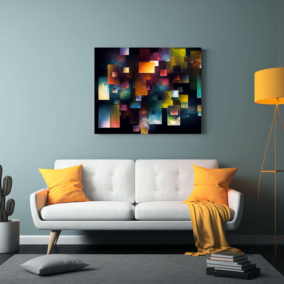 Cuadro Geométrico Con Cuadrados Coloridos 50x40cm-2