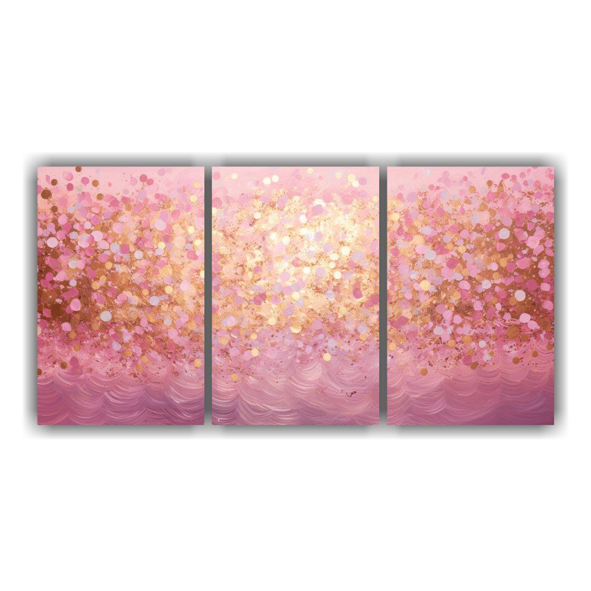 Set 3 Artes Tema Efecto Visual Estilo Puntillismo 120x60 Cm-0