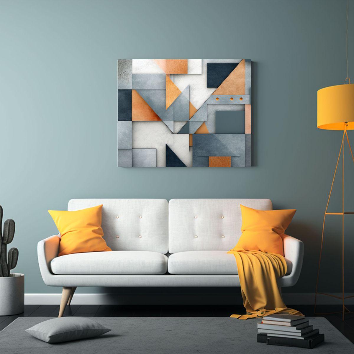 Pinturas Decorativas En Tonos Actuales Geometría Simple Gri 45x30cm-2