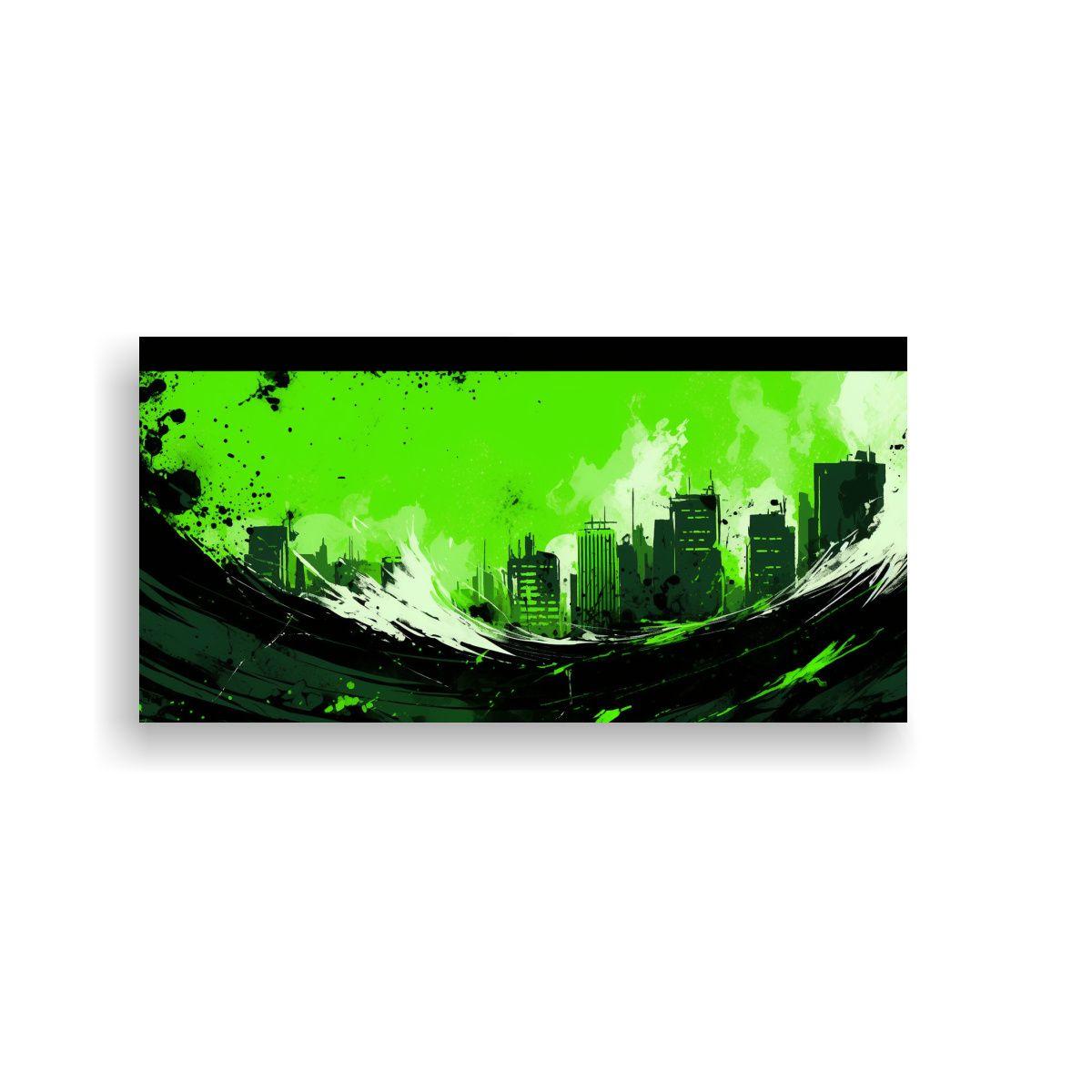 Cuadro Conceptual En Colores Verde Y Negro En 100x50cm-0