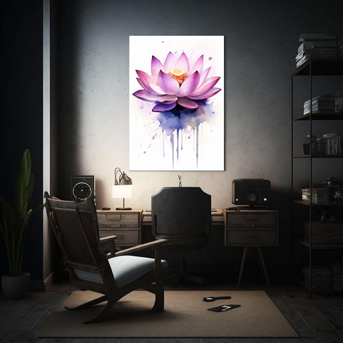 Cuadro Canva: Loto Rosa Púrpura Con Efecto 20x30cm-2
