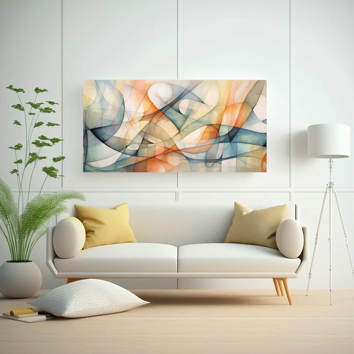 Pinturas Abstractas Decorativas: Formas Suaves 140x70cm-2