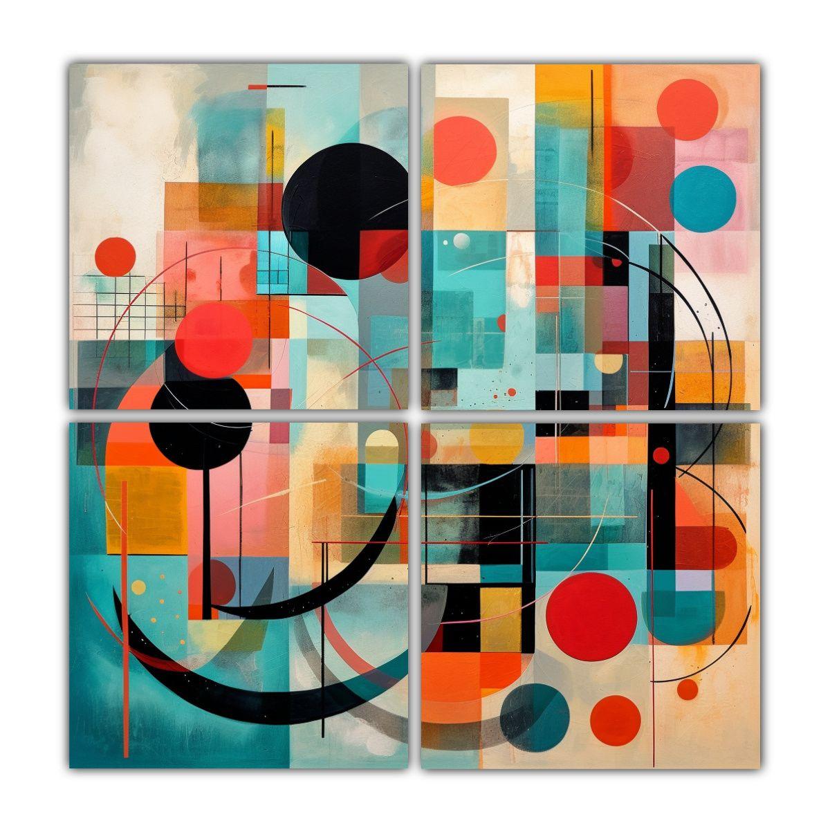 Cuadros Abstractos Modernos Con Patrones Intensos 120x120 Cm-0