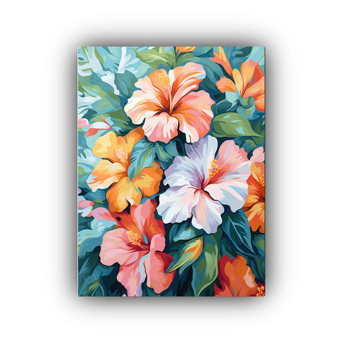 Pintura En Bastidor Moderna De Flores Tropicales 30x40cm-0
