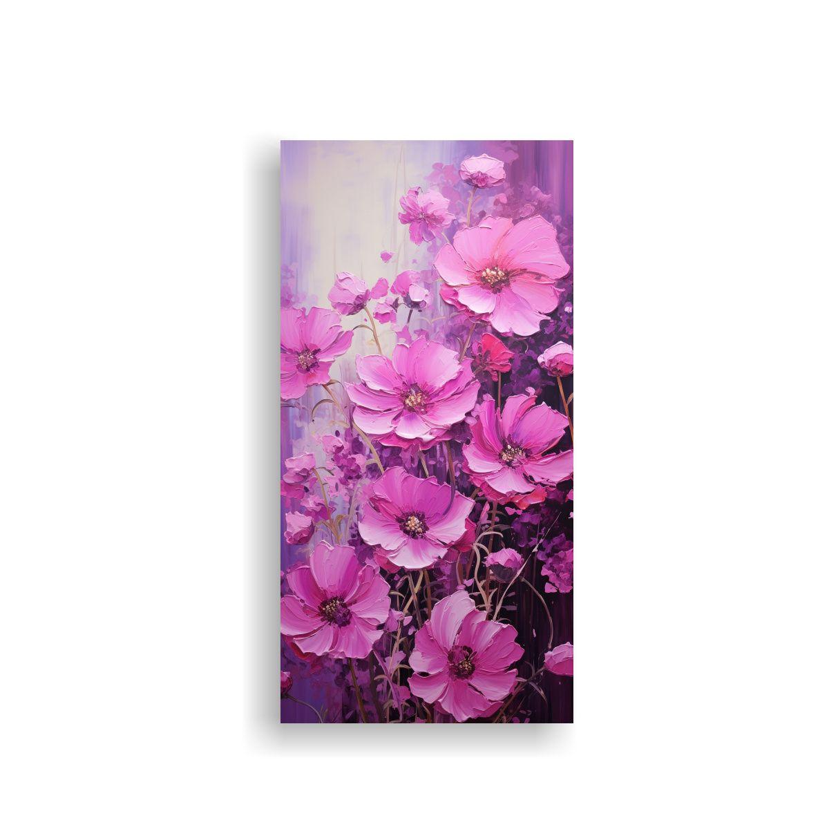Pintura En Lienzo De Flores En Colores Cálidos 80x160cm-0