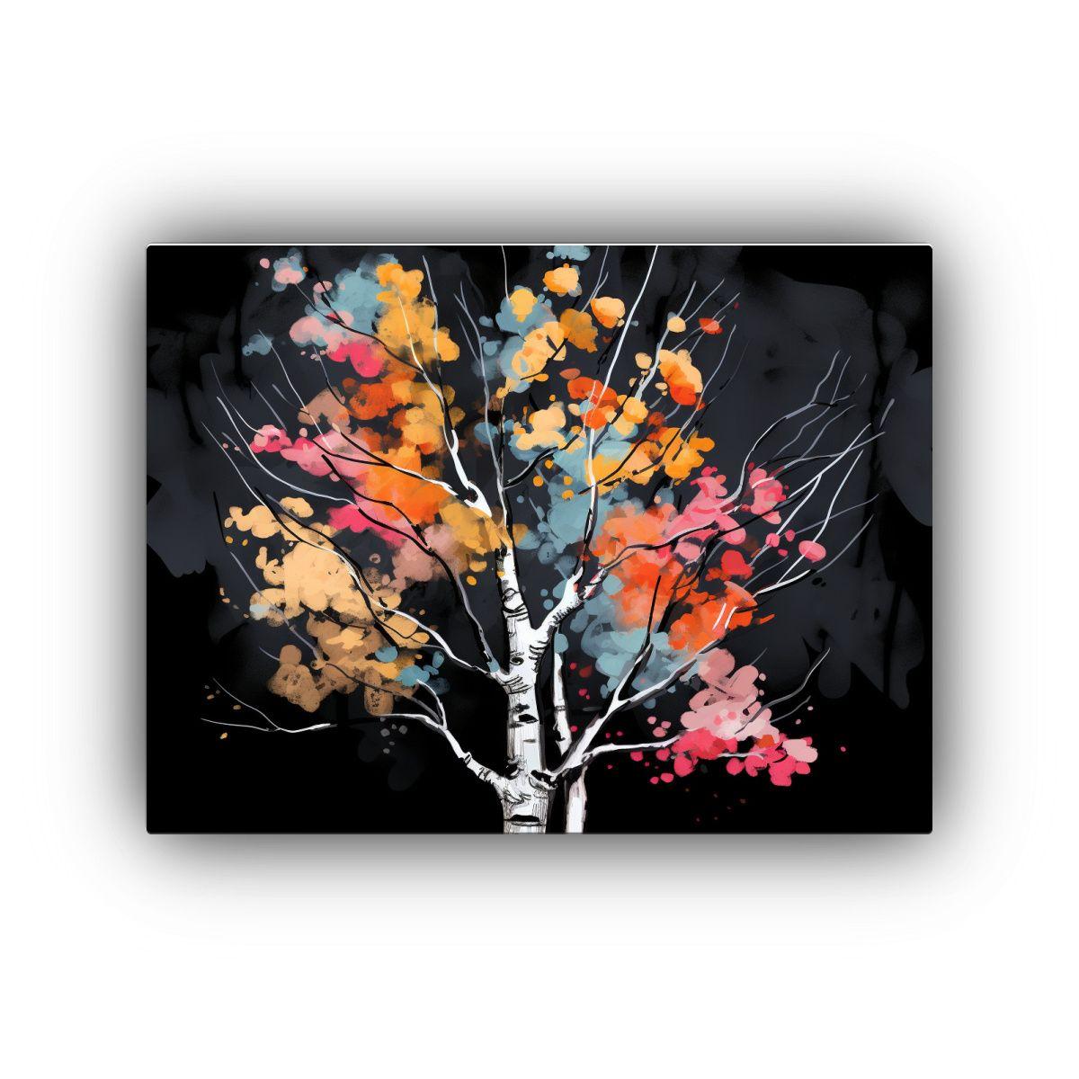Cuadro Tonal Único Árbol De Álamo Temblón En Colores Neg 40x30cm-0