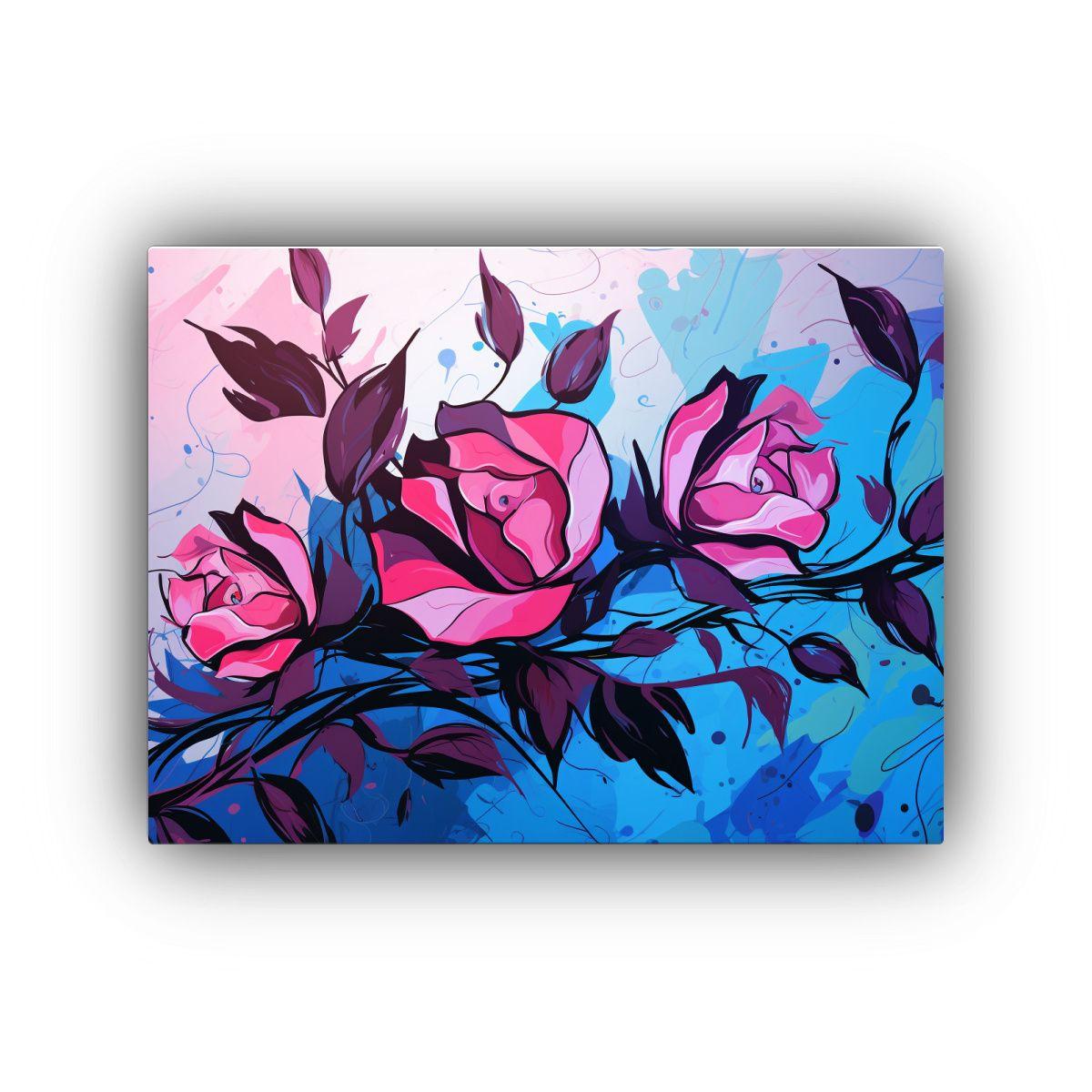 Cuadro Abstracto En Bastidor Rosa Y Azul Estilo Neonoir Atmo 30x20cm-0