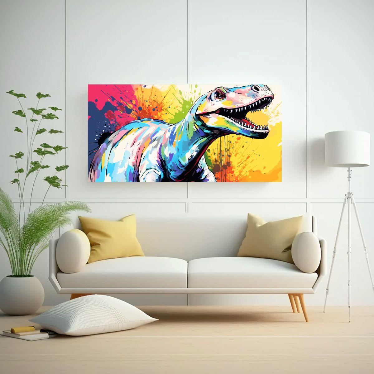 Pintura Decorativa Moderna De Saurópodo En Blanco 160x80cm-2