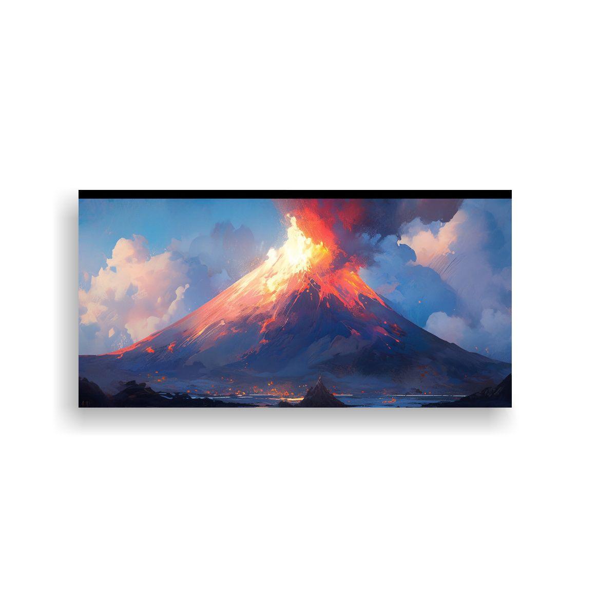 Pintura Abstracta De Un Volcán Con Colores 160x80cm-0