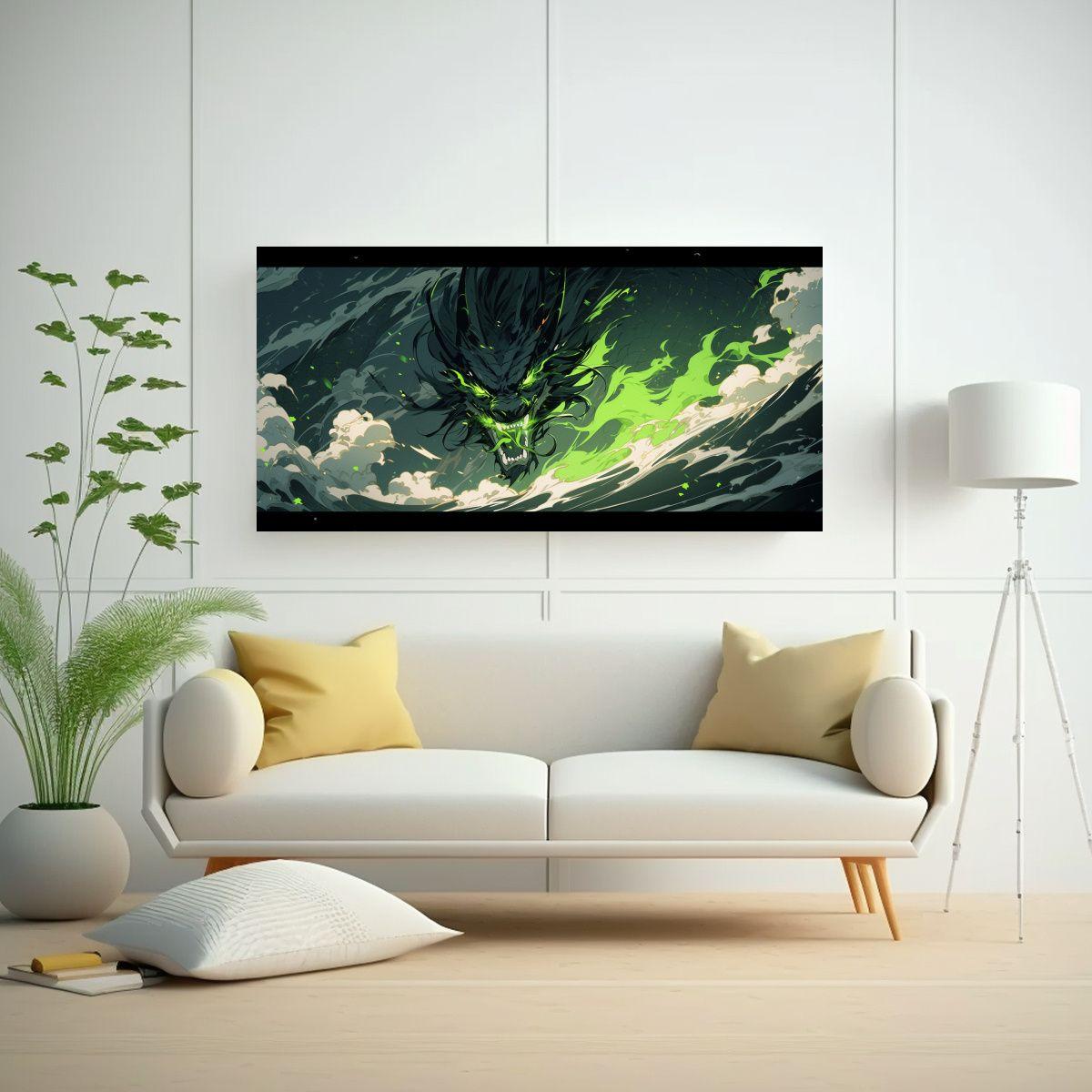 Cuadro Decorativo Detalle De Dragon En Colores 140x70cm-2
