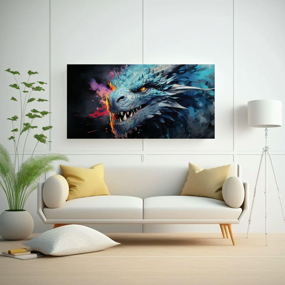 Pinturas Decorativas De Dragón Adorable En Tonos 140x70cm-2