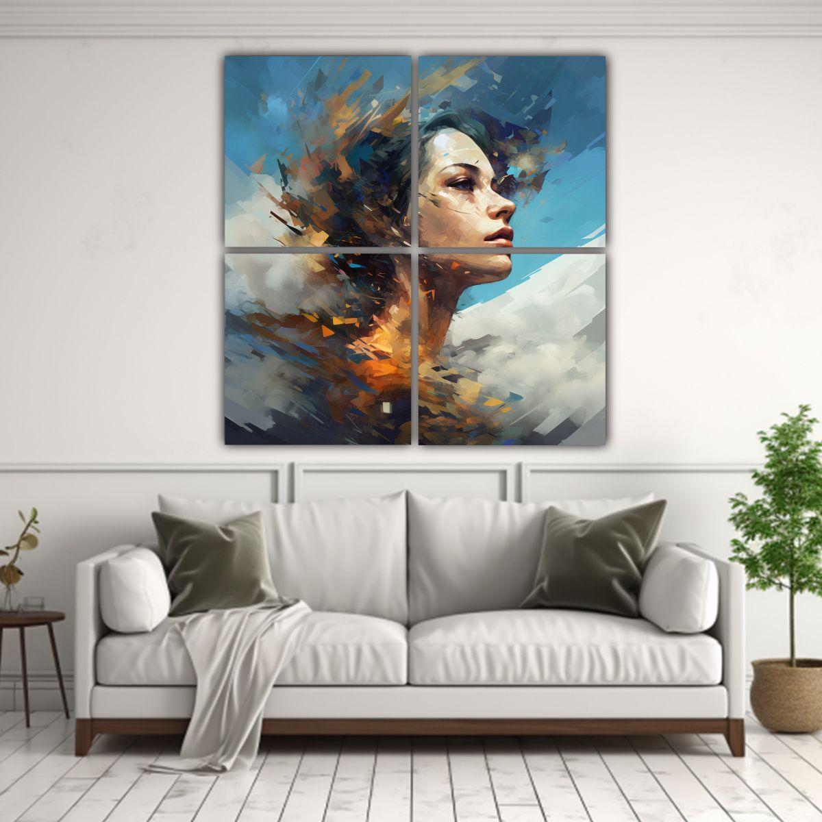 Cuatro Telas En Bastidor Expresión Temática 200x200 Cm-2