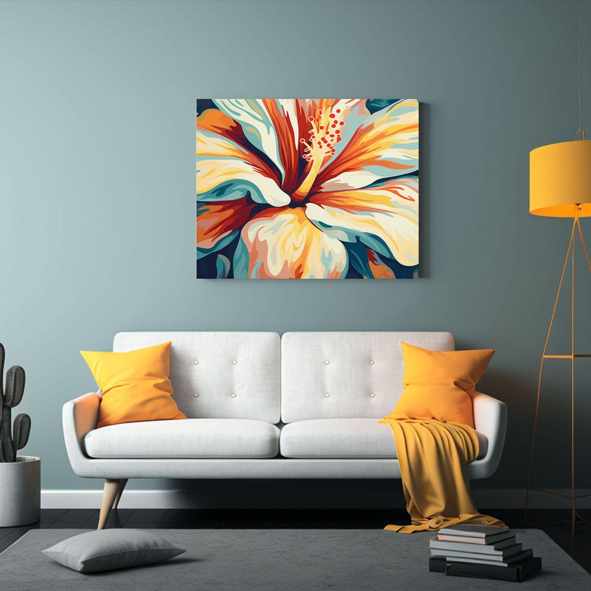 Pintura Decorativa Estilo Art Déco De Una Flor 90x60cm-2