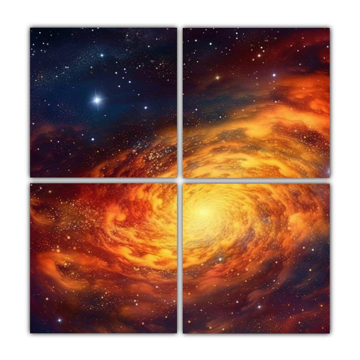 Cuatro Lienzos Movimiento Baño Pintura 140x140 Cm-0