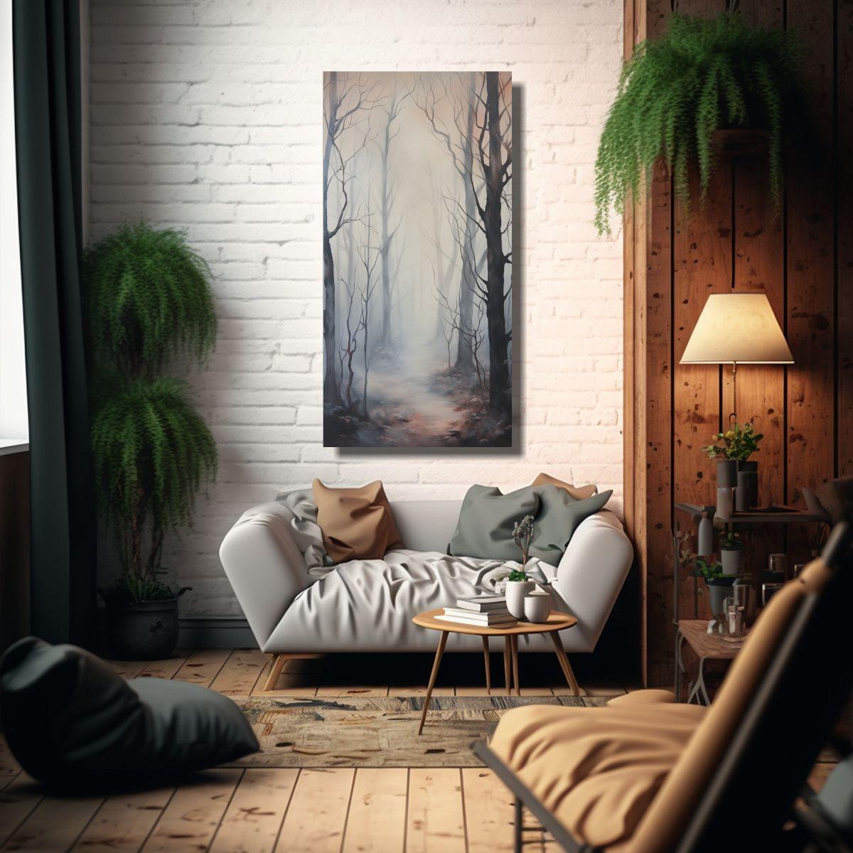 Cuadro Abstracto Bosque Brumoso Representación 80x160cm-2